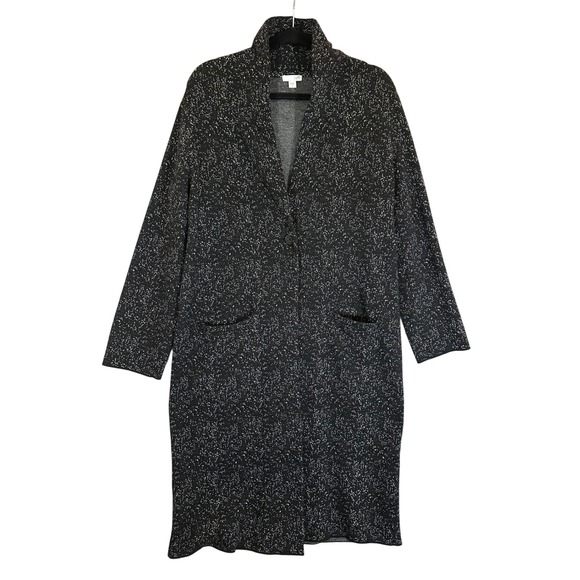 J Jill Wool Blend Long Marled Duster Cardigan Coat Sz M Knit Coat Single Button - Picture 1 of 12